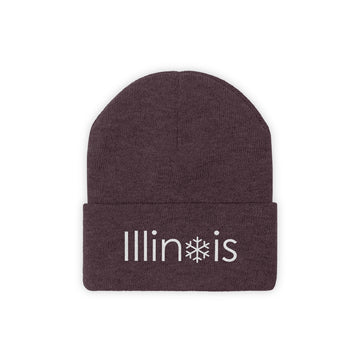 Buy maroon Illinois Knit Beanie - Adult Embroidered Snowflake Illinois Knit Hat