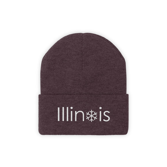 Illinois Knit Beanie - Adult Embroidered Snowflake Illinois Knit Hat