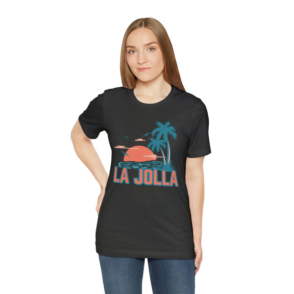 La Jolla, California T-Shirt - Retro Palm Tree & Beach Unisex La Jolla Shirt