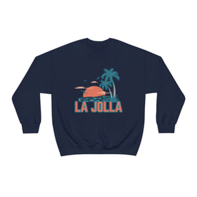 La Jolla, California Sweatshirt - Unisex Retro Palm Tree Crewneck La Jolla Sweatshirt