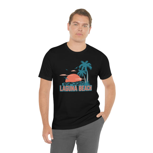 Laguna Beach, California T-Shirt - Retro Palm Tree & Beach Unisex Laguna Beach Shirt
