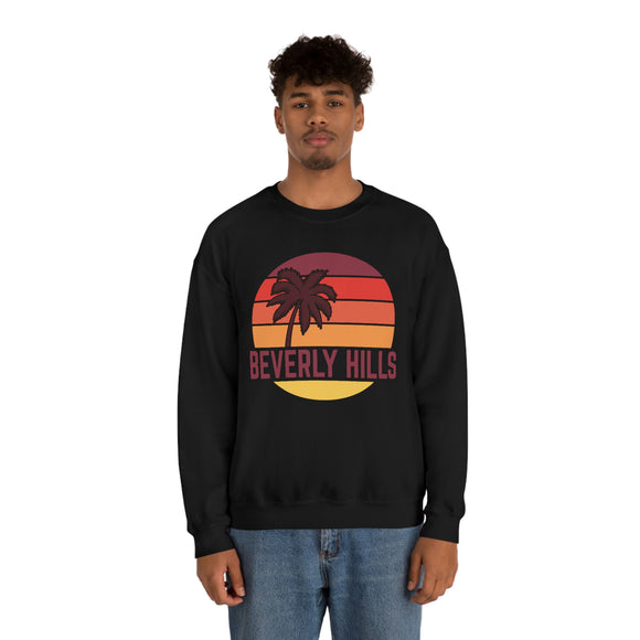 Beverly Hills, California Sweatshirt - Unisex Retro Palm Tree Crewneck Beverly Hills Sweatshirt