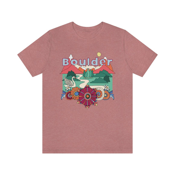 Boulder T-Shirt - Retro Mountain / Hippie Style Boulder, Colorado Shirt