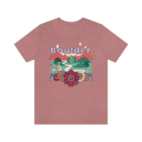 Boulder T-Shirt - Retro Mountain / Hippie Style Boulder, Colorado Shirt