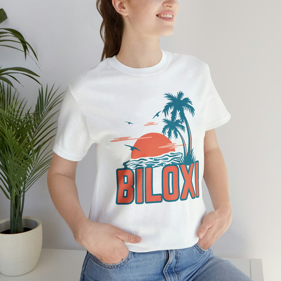 Biloxi, Mississippi T-Shirt - Retro Palm Tree & Beach Unisex Biloxi Shirt