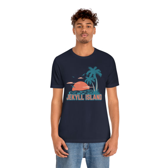Jekyll Island, Georgia T-Shirt - Retro Palm Tree & Beach Unisex Jekyll Island Shirt