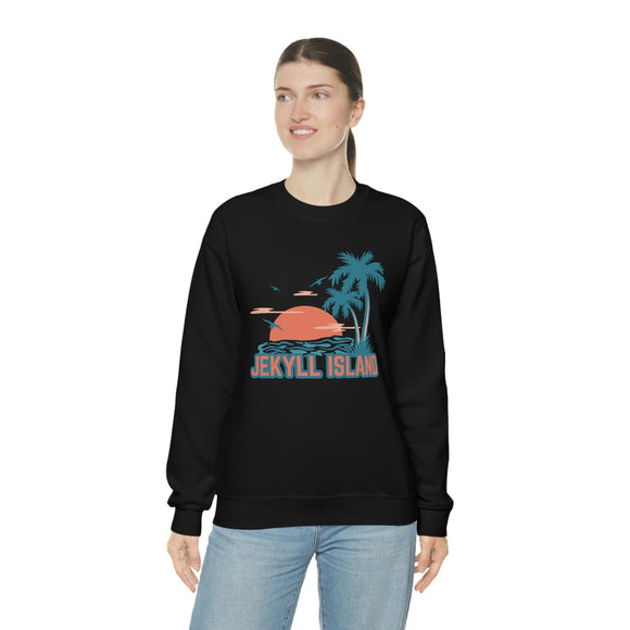 Jekyll Island, Georgia Sweatshirt - Unisex Retro Palm Tree Crewneck Jekyll Island Sweatshirt