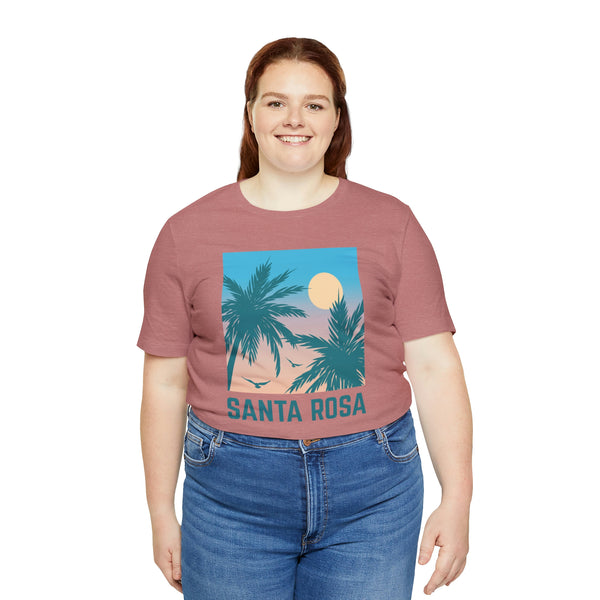 Santa Rosa, California T-Shirt - Retro Palm Tree & Beach Unisex Santa Rosa Shirt