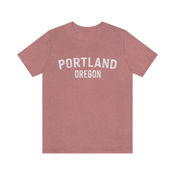 Buy heather-mauve Portland, Oregon Shirt - Paint Text Unisex Portland T-Shirt