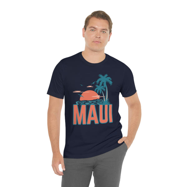 Maui, Hawaii T-Shirt - Retro Palm Tree & Beach Unisex Maui Shirt