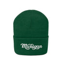 Michigan Beanie - Adult Hand Lettered Embroidered Michigan Knit Hat-2