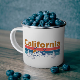 California Camp Mug - Mountain Sunset Enamel Campfire California Mug