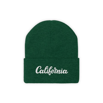 Buy hunter-green California Beanie - Adult Hand Lettered Embroidered California Knit Hat