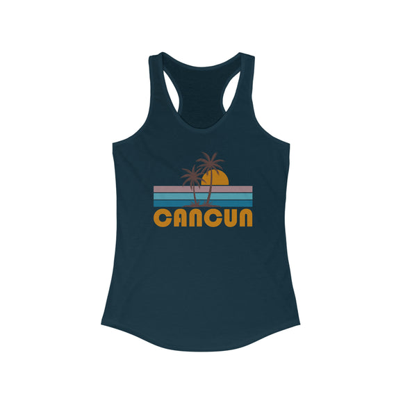 Cancun, Mexico Women's Tank - Retro Palm Tree Women's Racerback Cancun Tank Top