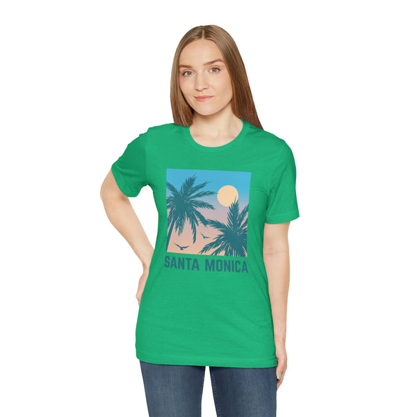 Santa Monica, California T-Shirt - Retro Palm Tree & Beach Unisex Santa Monica Shirt