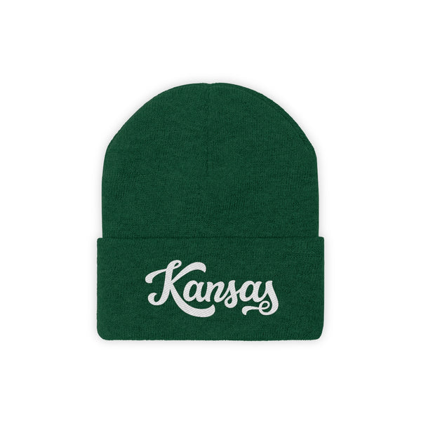 Kansas Beanie - Adult Hand Lettered Embroidered Kansas Knit Hat