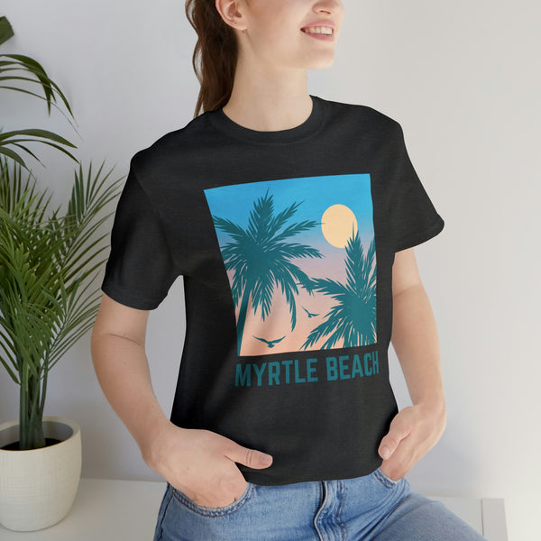 Myrtle Beach, South Carolina T-Shirt - Retro Palm Tree & Beach Unisex Myrtle Beach Shirt