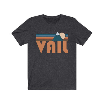 Buy dark-grey-heather Vail, Colorado T-Shirt - Retro Mountain Adult Unisex Vail T Shirt