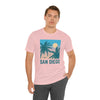 San Diego, California T-Shirt - Retro Palm Tree & Beach Unisex San Diego Shirt