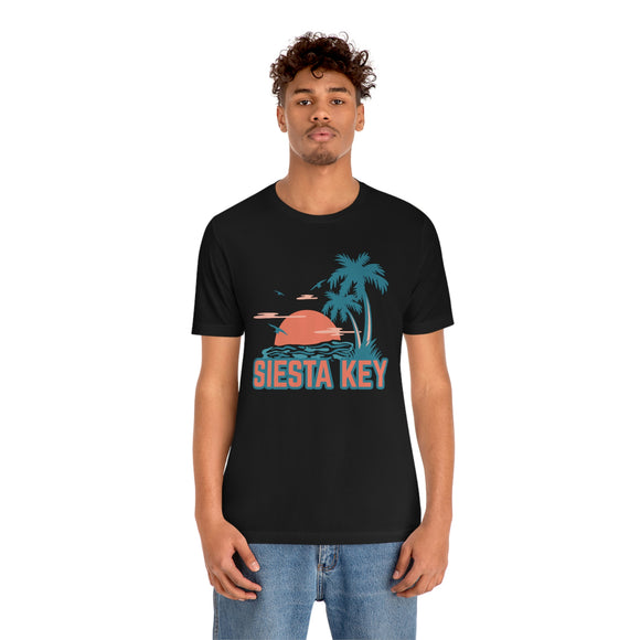 Siesta Key, Florida T-Shirt - Retro Palm Tree & Beach Unisex Siesta Key Shirt
