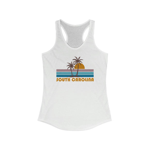 South Carolina Women's Tank - Retro Palm Tree Women's Racerback South Carolina Tank Top