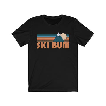 Buy black Ski Bum T-Shirt - Retro Mountain Adult Unisex Ski Bum T Shirt