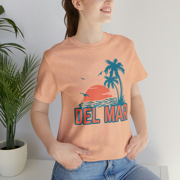 Del Mar, California T-Shirt - Retro Palm Tree & Beach Unisex Del Mar Shirt