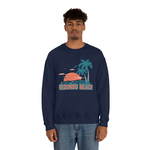 Redondo Beach, California Sweatshirt - Unisex Retro Palm Tree Crewneck Redondo Beach Sweatshirt