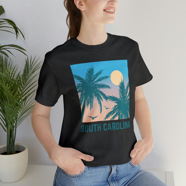 South Carolina T-Shirt - Retro Palm Tree & Beach Unisex South Carolina Shirt