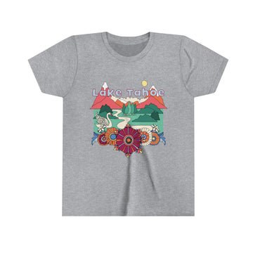 Buy athletic-heather Lake Tahoe Youth T-Shirt - Boho California Kid's TShirt