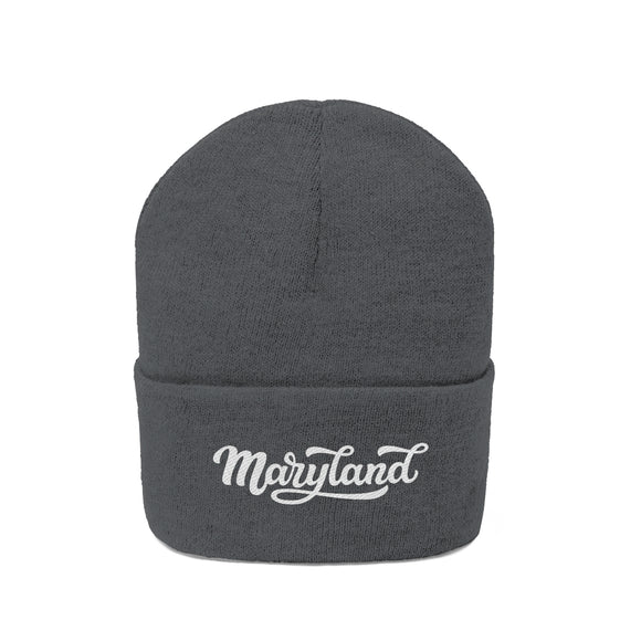 Maryland Beanie - Adult Hand Lettered Embroidered Maryland Knit Hat