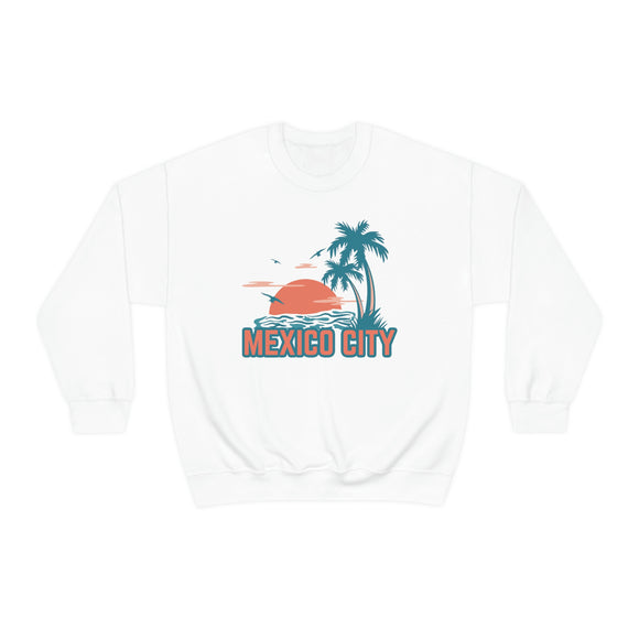 Mexico City, Mexico Sweatshirt - Unisex Retro Palm Tree Crewneck Mexico City Sweatshirt