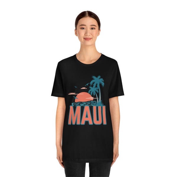 Maui, Hawaii T-Shirt - Retro Palm Tree & Beach Unisex Maui Shirt