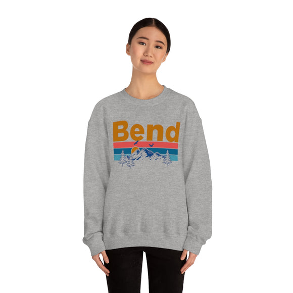 Bend, Oregon Crewneck Sweatshirt - Mountain & Birds Unisex
