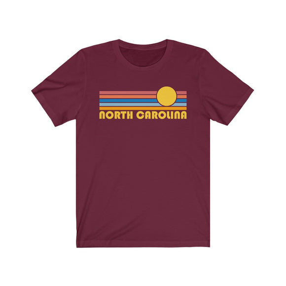 North Carolina T-Shirt - Retro Sunrise Adult Unisex North Carolina T Shirt