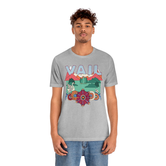 Vail T-Shirt - Retro Mountain / Hippie Style Vail, Colorado Shirt