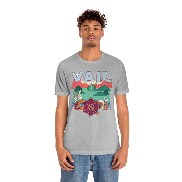 Vail T-Shirt - Retro Mountain / Hippie Style Vail, Colorado Shirt