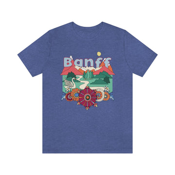 Buy heather-true-royal Banff T-Shirt - Retro Mountain / Hippie Style Banff, Canada Shirt