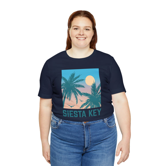 Siesta Key, Florida T-Shirt - Retro Palm Tree & Beach Unisex Siesta Key Shirt