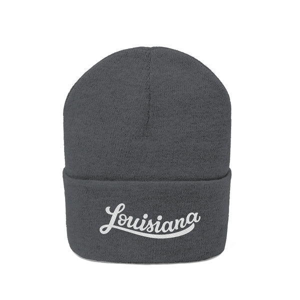 Louisiana Beanie - Adult Hand Lettered Embroidered Louisiana Knit Hat