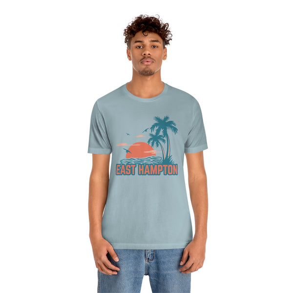 East Hampton, New York T-Shirt - Retro Palm Tree & Beach Unisex East Hampton Shirt