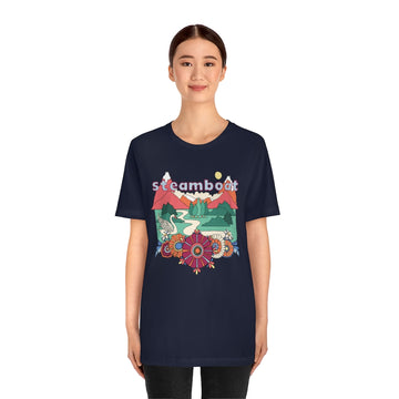 Steamboat T-Shirt - Retro Mountain / Hippie Style Steamboat, Colorado Shirt - 0