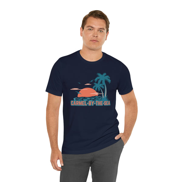 Carmel-by-the-Sea, California T-Shirt - Retro Palm Tree & Beach Unisex Carmel-by-the-Sea Shirt