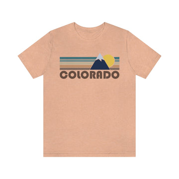 Buy heather-peach Colorado T-Shirt - Retro Mountain v2 Unisex Colorado Shirt