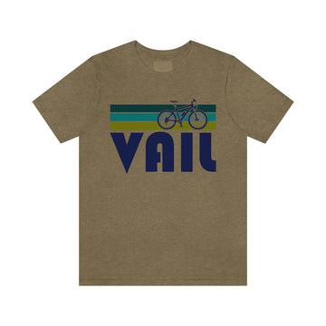 Buy heather-olive Vail T-Shirt - Retro Mountain Bike Adult Unisex Vail, Colorado T Shirt