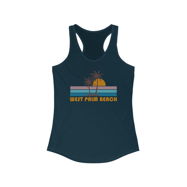 West Palm Beach, Florida Women's Tank - Retro Palm Tree Women's Racerback West Palm Beach Tank Top