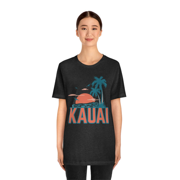 Kauai, Hawaii T-Shirt - Retro Palm Tree & Beach Unisex Kauai Shirt