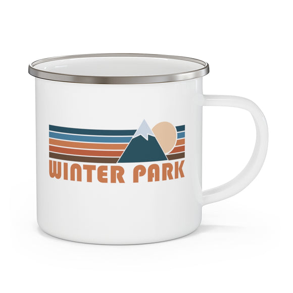 Winter Park, Colorado Camp Mug - Retro Mountain Enamel Campfire Winter Park Mug
