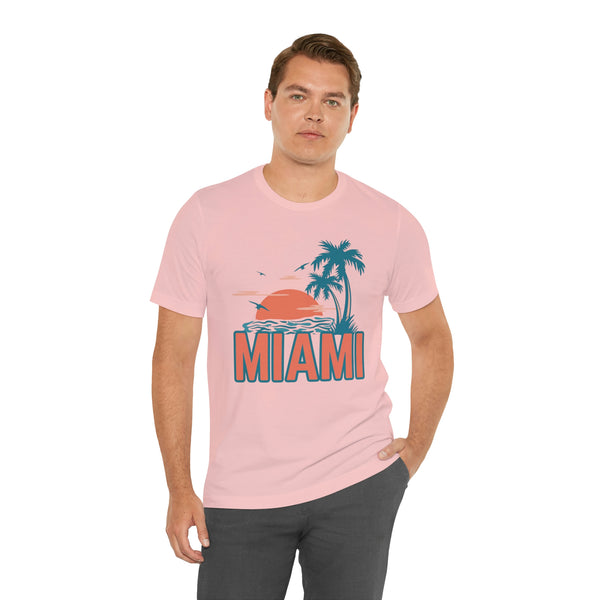 Miami, Florida T-Shirt - Retro Palm Tree & Beach Unisex Miami Shirt