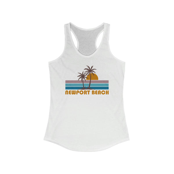 Newport Beach, California Women's Tank - Retro Palm Tree Women's Racerback Newport Beach Tank Top